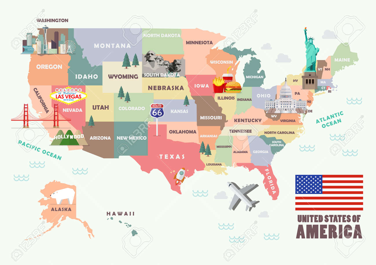 お値下げ】ユニークなアメリカのイラスト地図 6点